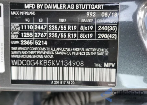 2019 Mercedes-Benz Glc 300 4Matic from USA, damaged, VIN WDC0G4KB5KV134908